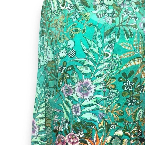 SOFT SURROUNDINGS Luau Garden Shirt Sheer Blouse w Tank Top Green Floral Medium - Picture 6 of 10